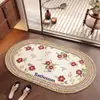 Tapete de chão floral minimalista de luxo leve de diatomito, fácil de manter, absorvente de água, resistente ao desgaste, resistente à sujeira, antiderrapante para banheiro