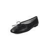 Zapatos planos de piel de oveja dulce combinables con todo, con lazo en forma de luna, Primavera 2025, punta redonda, celebridad cibernética, cuero genuino, boca poco profunda, zapatos de una sola capa para mujer