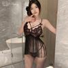 Camisola Sexy de Renda com Alça e Decote em V Profundo, Lingerie Apaixonada com Franjas Sem Tirar, Roupa Íntima Erótica Quente Transparente