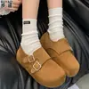 Sapatos Femininos de Couro Genuíno com Aumento Oculto de Altura, Solado Macio, Confortáveis para os Pés, Mocassins Slip-On de Cobertura Total Estilo Birkenstock