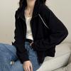 Suéter de Manga Longa Cor Sólida com Zíper Duplo Morishima Primavera e Outono Roupa Feminina Cardigan Curto Estilo Americano Top Versátil Conjunto de Baseball