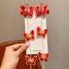 Pasador de Mariposa de Año Nuevo para Niñas Estilo Antiguo Borla Trenzado Festivo Accesorio para el Cabello Par de Pasadores Clip