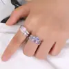 Anel duplo de diamante da moda europeia e americana transfronteiriço anel metálico de cobre puro atmosférico joia anel de casal com temperamento geométrico
