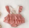 Traje de Baño con Volantes para Bebé Primavera 2026 Vestido Body de Encaje Bordado Princesa Mono de Manga Acampanada para Recién Nacido