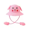 Sombrero de Paja con Protección Solar para Niños Lindo Sombrero de Conejo con Orejas Móviles Sombrero de Pescador con Protección Solar de Verano Niños y Niñas Mismo Estilo Douyin