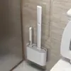 Nova Escova de Banheiro de Silicone Montada na Parede Sem Furos Conjunto de Limpeza de Banheiro Sem Pontos Cegos Escova Doméstica Multifuncional