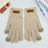 Luvas de Inverno Femininas para Proteção contra o Frio, Luvas de Ciclismo de Cinco Dedos, Luvas de Algodão com Forro de Fleece, Luvas de Tricô Grossas para Exterior com Tela de Toque