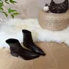 Botines Cortos Chuyuji de Tacón Grueso y Punta Fina Estilo Francés para Mujer 2026 Nuevos Botines Delgados de Otoño Invierno Estilo Coreano Botines de Tobillo Botas Martin de Tacón Medio