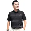 Camiseta de manga corta de verano para papá camisa polo a rayas para hombres de mediana edad cuello solapa casual holgada top para hombre venta al por mayor