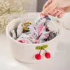 Em estoque Cesto de Armazenamento Tecido de Mesa Cesto de Armazenamento de Cereja Chave Cosméticos Lanches Doméstico Corda de Algodão Cesto Diversos Sala de Estar