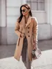 Exportación Transfronteriza Ropa Europea y Americana Amazon Aliexpress Moda Otoño e Invierno 2025 Chaqueta de Lana Ajustada de Color Sólido con Botones