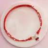 Tobillera Flor de Melocotón Zorro para Mujer Cuerda Roja Hada 2024 Nueva Moda Versátil de Gama Alta Moda Nacional Joyería de Pie Antigua