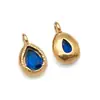 Acero Inoxidable Doce Piedras de Nacimiento Forma de Gota de Agua Oval Colorido Colgante Individual Colgante de Piedra Estrella 7x12mm Accesorios para Joyería DIY