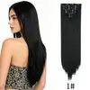 Extensões de Cabelo Europeias e Americanas Clip-In Conjunto de Sete Peças, Perucas Femininas de Comércio Exterior, 16 Peças de Cabelo Clip-In, Cabelo Longo Liso de Fibra de Alta Temperatura, Conjunto de Sete Peças de Extensões de Cabelo