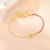 Yiluyin Plata de Ley S925 Chapada en Oro Moda Hielo Triturado Calabaza Hilo Rojo de Año Nuevo Pulsera Joyería de Plata Exquisita