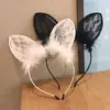 Diadema joyería transfronteriza pluma encaje negro orejas de gato sexys diadema fina diadema de celebridad de internet accesorios para fiestas y actuaciones
