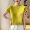 Chaleco de punto con cuello alto top cuerpo blanco prenda de vestir blanca a juego camiseta exterior verano mujer manga corta fino holgado camiseta interior