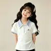 Conjunto de Camiseta Dulce de Encaje para Niñas Mayores, Nuevo Estilo de Verano con Lazo, Conjunto Casual de Dos Piezas de Manga Corta de Moda