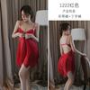 Pijama de encaje con tirantes de acero y abertura frontal para mujer, ropa interior sexy de noche larga, uniforme 1222