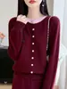 Cárdigan con cuello de bloques de color para mujer, otoño e invierno, diseño simple y elegante, corte holgado, efecto adelgazante, adecuado para el trabajo, prenda exterior de punto