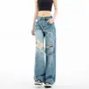 Jeans Rotos Retro Americanos para Mujer 2025 Tendencia Nuevo Holgado Adelgazante Recto Casual de Pierna Ancha