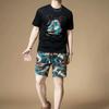 Traje informal de verano de nueva moda para hombre, de estilo europeo, ligero, de lujo, personalizado, estampado, atractivo, de manga corta, para hombre.