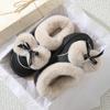 Zuo'Er 411 Mariposa 2025 Pantuflas de Algodón para Parejas, Forradas de Felpa, Cálidas, Antideslizantes, Color Sólido, Adecuadas para Uso en Interiores y Exteriores, Pantuflas de Algodón de Alta Gama