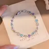 Pulsera de cierre geométrico con circonita chapada en oro real de 18k, pulsera de nicho de lujo ligero de alta gama, joyería elegante y exquisita