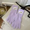 Guantes de punto estilo coreano otoño e invierno ciclismo logo de hamburguesa lindos de cinco dedos cálidos protección extendida de muñeca guantes sin dedos para pantalla táctil mujer
