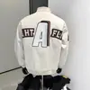 Jaqueta de Baseball Bordada com Patches Estilo Americano Primavera/Outono 2025 Masculina Marca Tendência Solta Versátil Cool Jaqueta Piloto