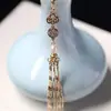 Horquilla Hanfu con Borla Colgante Semiacabado, Calidad que Conserva el Color Borla de Mariposa Romboidal, Una Borla de Nube Borgoña