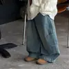 Tai Ru 2026 Invierno Nuevo Estilo Coreano Para Niños Color Sólido Versátil Más Terciopelo Pantalones de Mezclilla Mono Infantil de Terciopelo Cálido Pantalones Largos