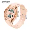 Reloj Estudiante Sanda Pantalla Dual Multifuncional Despertador 2 Zonas Horarias Moda Tendencia Reloj Electrónico Resistente al Agua Luminoso Reloj de Pulsera para Hombres Mujeres