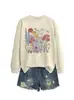 Amazon eBay site independente moda casual elegante feminina vermelho, amarelo, branco, roxo floral outono e inverno moletom