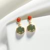 Brincos de pino banhados a ouro com design geométrico personalizado em forma de diamante e ágata vermelha do sul, brincos de pino femininos em prata esterlina 925