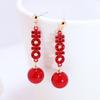 Aretes Rojos Estilo Chino Tendencia Estilo Étnico Boda Año Nuevo Pendientes Festivos Pendientes de Cara de Ópera de Pekín Pendientes de Año Nuevo Mujer