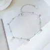 [Aço Titânio Corpo Inteiro] Nova Moda Série de Tornozeleiras de Aço Titânio Coração de Pêssego Lua Não Desbota Dupla Franja Joia para Pé