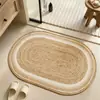 Alfombra de baño sencilla tejida de lino, alfombra absorbente de agua y antideslizante para la entrada del baño, de secado rápido, resistente a la suciedad y duradera