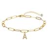 Comercio Exterior Amazon Pulsera con Colgante de 26 Letras con Incrustaciones de Zirconia Cúbica Personalizada con Clip Ajustable para Mujer