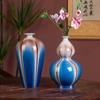 Jarrón de cerámica azul y verde con cambio de horno de Jingdezhen, jarrón decorativo de cerámica para mueble de TV de sala de estar