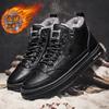 Zapatos de Algodón Invierno Nuevos Zapatos para Hombre Zapatos Casuales de Cuero para Hombre Botas Martin de Caña Alta Tenis Estilo Coreano Versátiles Zapatos Negros