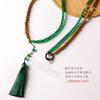 Sandalia de Borla Zen Ágata Verde Madera de Sándalo Cuentas Nuevo Estilo Chino Estilo Nacional Cadena Cruzada Cadena para Teléfono Móvil Correa Accesorios Antiguos para Mujeres