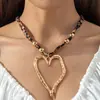 Collar Exagerado para Clavícula con Colgante de Caracola Espiral Estilo Oceánico Transfronterizo Europeo y Americano Gargantilla Corta Sexy con Estampado de Leopardo