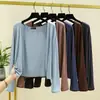 Nuevo cárdigan fino de manga larga para mujer primavera-verano, chaqueta estilo chal, abrigo de algodón modal con protección solar, camisa ajustada para aire acondicionado