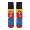 Meias Masculinas Personalizadas de Desenho Animado para Fornecimento Transfronteiriço de Anime, Meias Masculinas de Algodão Penteado, Meias de Skateboard de Comprimento Médio com Estampas de Animais