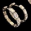Brinco de círculo retangular de diamante com agulha de prata Europa e Estados Unidos moda transfronteiriça brincos exagerados brincos de alto senso atacado