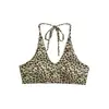 Estilo europeo estampado de leopardo halter sexy espalda descubierta bandeau con copas verano delgado corto top sin mangas lencería mujer moderno