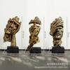 El silencio es un adorno artesanal dorado. No escuches, no mires, escultura para oficina, sala de estar, decoración del hogar europeo, arte.
