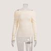 Suéter strapless transfronterizo europeo y americano 2024 primavera para mujer sexy ajustado color sólido jersey cuello manga larga