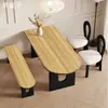 Mesa de Jantar Ilha e Cadeiras em Madeira Maciça Estilo Francês Meados do Século para Uso Doméstico, Mesa de Jantar Semicircular Pequena Montada na Parede para Apartamento, Mesa Longa para Reunião e Recepção